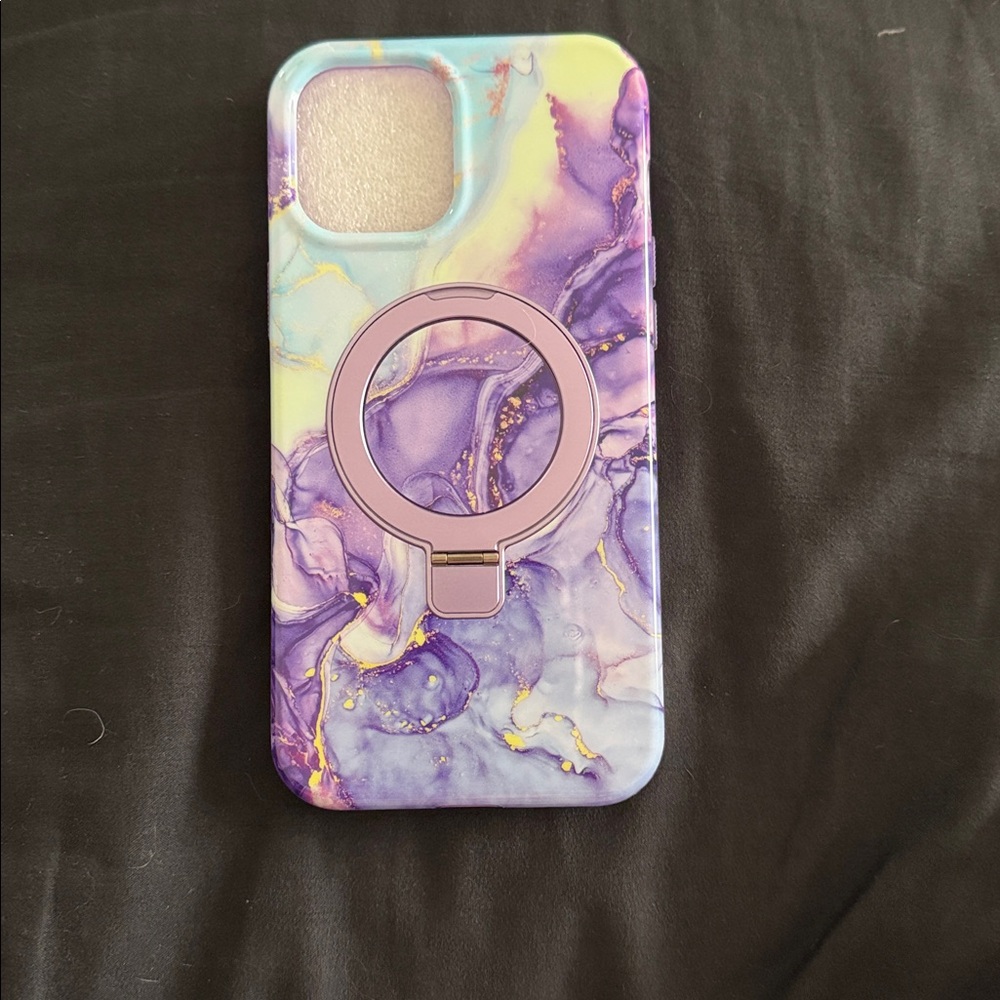 iPhone 12 Pro Max Case with Magnetic Invisible Ring Stand. violet marble